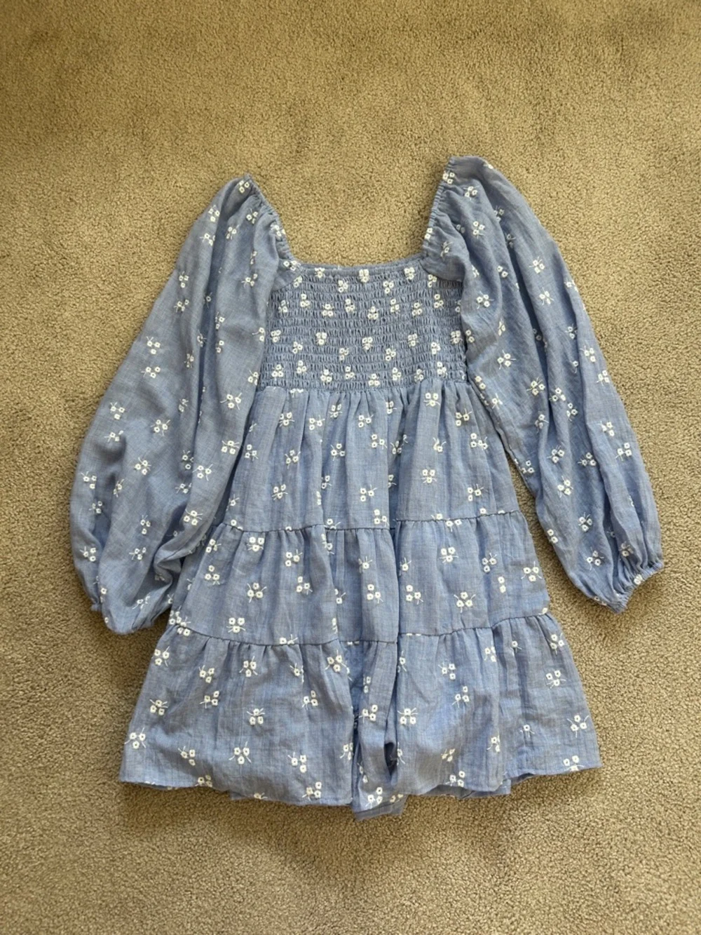Altar’d State Blue Floral Long Sleeve Dress - Picture 3 of 5